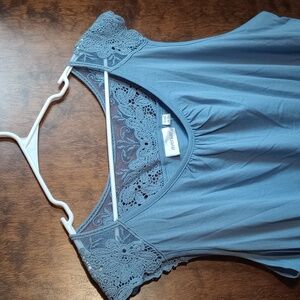 Avenue Women's Blue Lace Sleeveless Boho Top Size 22 24 New!